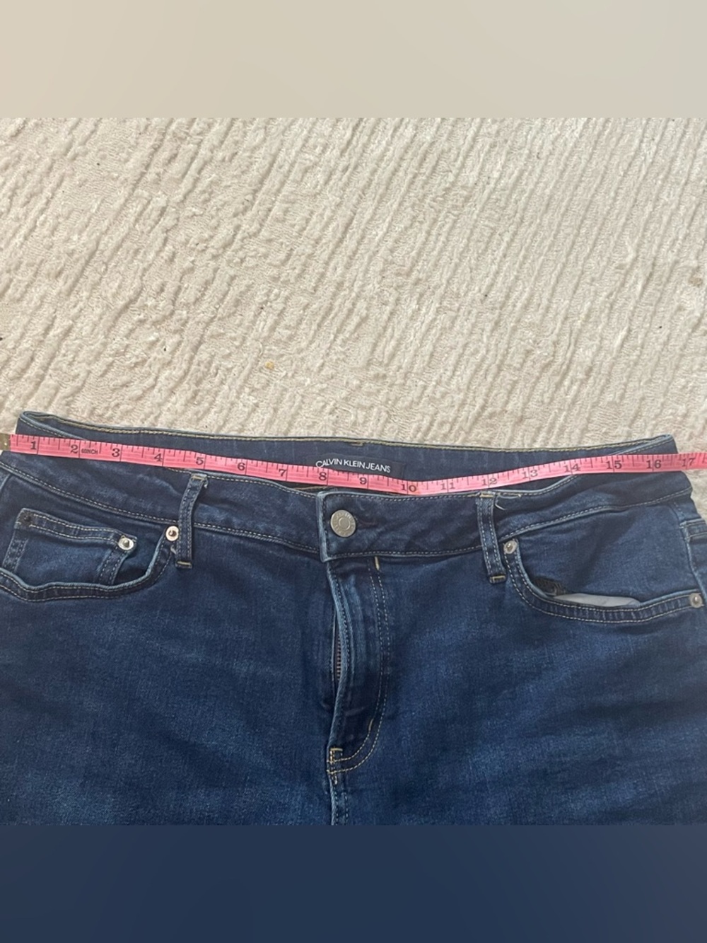 Calvin Klein Bermuda Jean Shorts 5 Pocket Size 14 Dark Wash - Picture 6 of 11